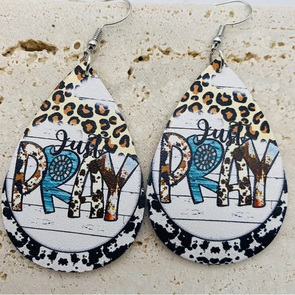 PRAY Faux Leather Earrings!!